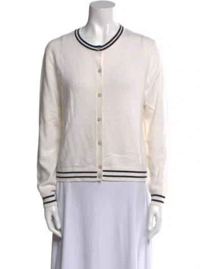 Pre-owned Allude Cashmere Striped Sweater In White