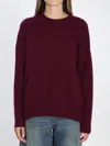 Allude Ribbed Side-slit Cashmere Sweater In Burgundy