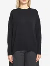 Allude Black Crewneck Sweater With Dropped Shoulders In Black