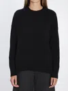 Allude Ribbed Crew-neck Cashmere Sweater In Black