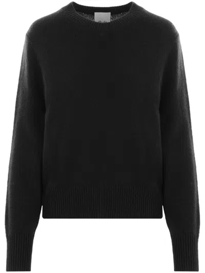 Allude Ribbed Crew-neck Cashmere Sweater In Black