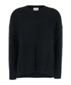 Allude Black Crewneck Sweater With Dropped Shoulders In Black
