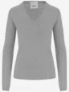 Allude V-neck Cashmere Sweater With Ribbed Edges And Timeless Silhouette In Gray