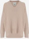 Allude V-neck Cashmere Sweater With Rib Knitting And Elasticized Edges In Gray