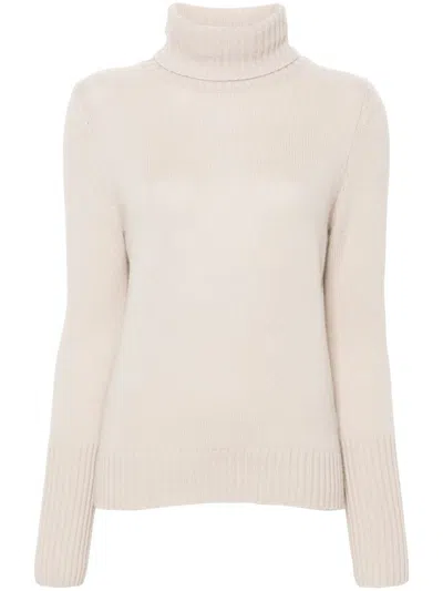 Allude Roll-neck Cashmere Sweater In Neutrals