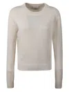 Allude Ribbed Crew-neck Sweater In White