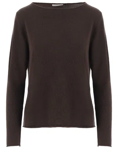 Allude Cashmere Sweater With Round Neckline And Long Sleeves In Brown