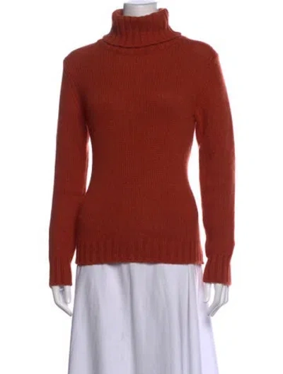 Pre-owned Allude Cashmere Turtleneck Sweater In Orange