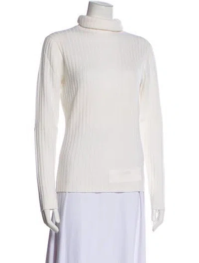 Pre-owned Allude Cashmere Turtleneck Sweater In White