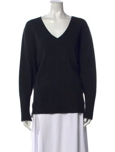 Pre-owned Allude Cashmere V-neck Sweater In Black