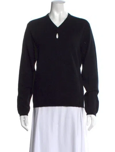 Pre-owned Allude Cashmere V-neck Sweater In Black