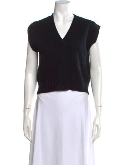 Pre-owned Allude Cashmere V-neck Sweater In Black