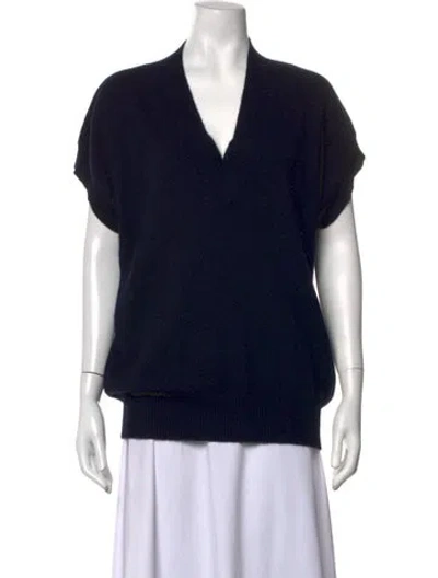 Pre-owned Allude Cashmere V-neck Sweater In Black