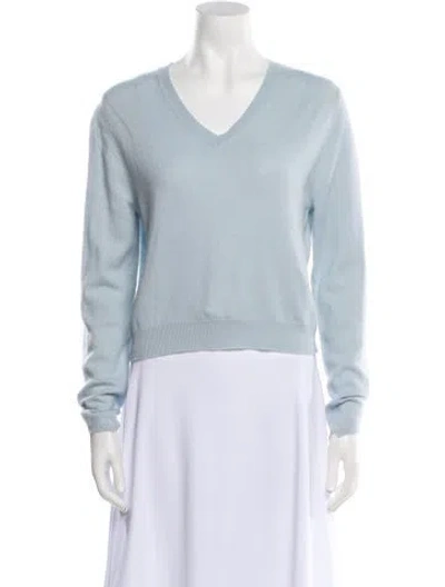 Pre-owned Allude Cashmere V-neck Sweater In Blue