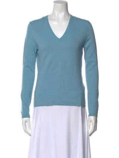 Pre-owned Allude Cashmere V-neck Sweater In Blue