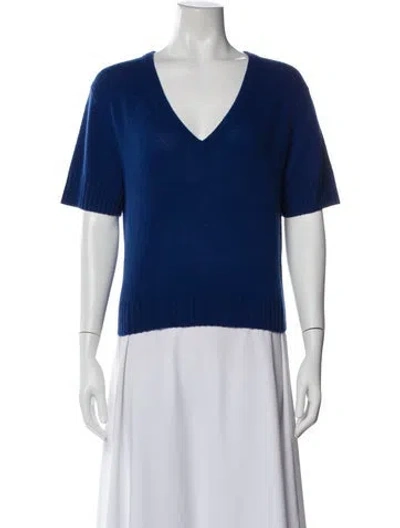 Pre-owned Allude Cashmere V-neck Sweater In Blue