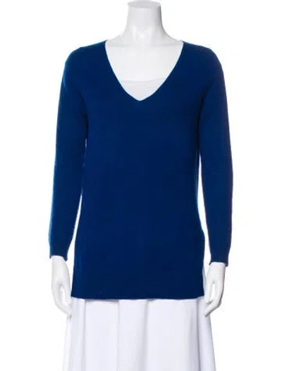 Pre-owned Allude Cashmere V-neck Sweater In Blue