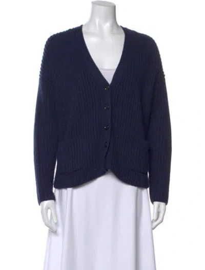 Pre-owned Allude Cashmere V-neck Sweater In Blue