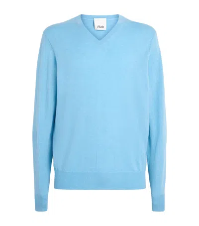 Allude Cashmere V-neck Sweater In Blue