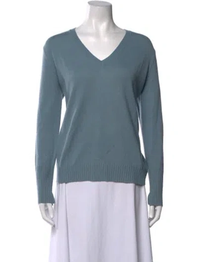 Pre-owned Allude Cashmere V-neck Sweater In Blue