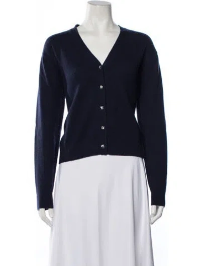 Pre-owned Allude Cashmere V-neck Sweater In Blue