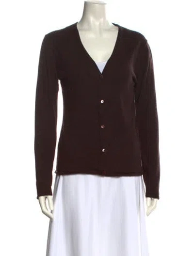 Pre-owned Allude Cashmere V-neck Sweater In Brown