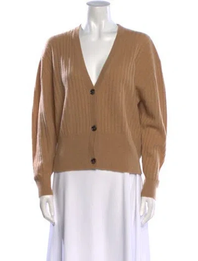 Pre-owned Allude Cashmere V-neck Sweater In Brown