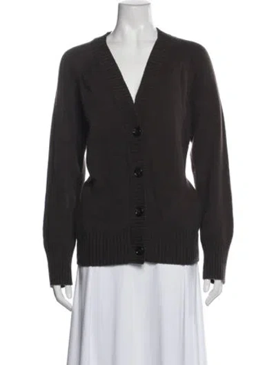 Pre-owned Allude Cashmere V-neck Sweater In Brown