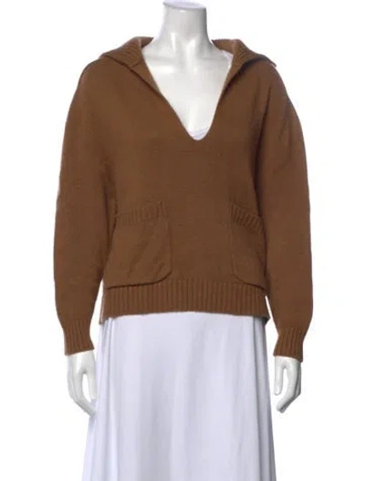 Pre-owned Allude Cashmere V-neck Sweater In Brown