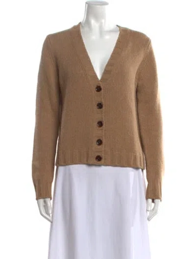 Pre-owned Allude Cashmere V-neck Sweater In Brown