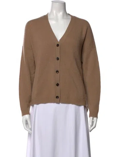 Pre-owned Allude Cashmere V-neck Sweater In Brown