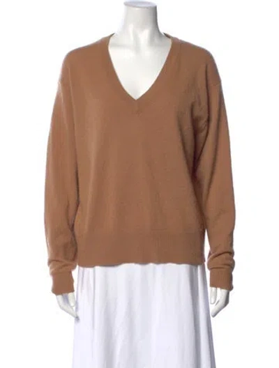 Pre-owned Allude Cashmere V-neck Sweater In Brown