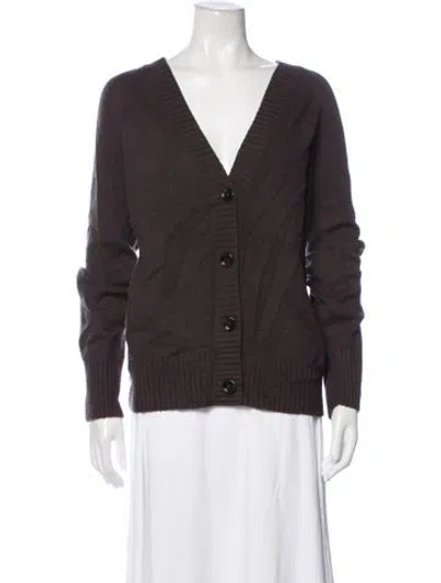 Pre-owned Allude Cashmere V-neck Sweater In Brown