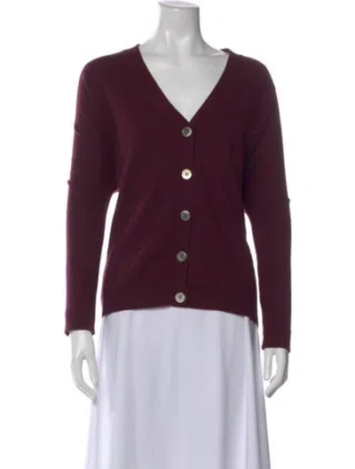 Pre-owned Allude Cashmere V-neck Sweater In Burgundy