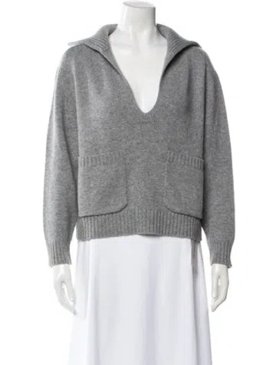 Pre-owned Allude Cashmere V-neck Sweater In Gray