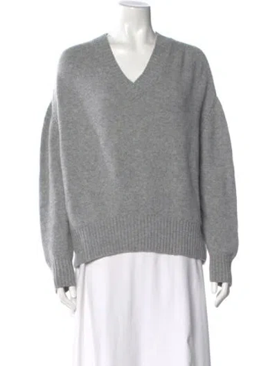 Pre-owned Allude Cashmere V-neck Sweater In Gray