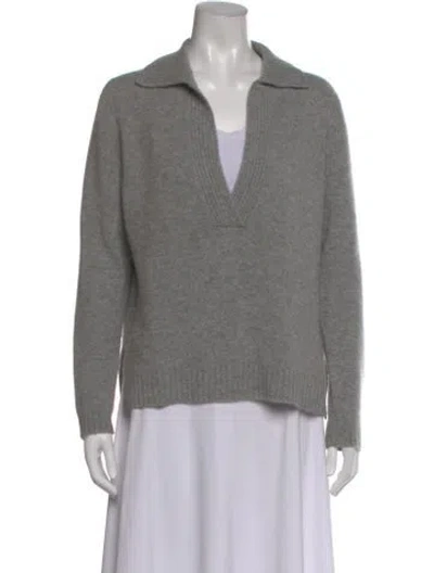 Pre-owned Allude Cashmere V-neck Sweater In Gray