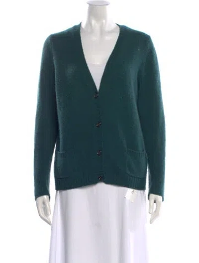 Pre-owned Allude Cashmere V-neck Sweater In Green