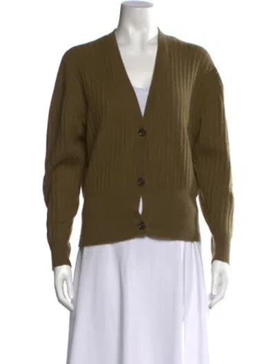 Pre-owned Allude Cashmere V-neck Sweater In Green