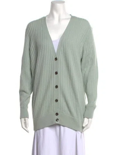 Pre-owned Allude Cashmere V-neck Sweater In Green
