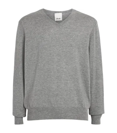 Allude Cashmere V-neck Sweater In Grey