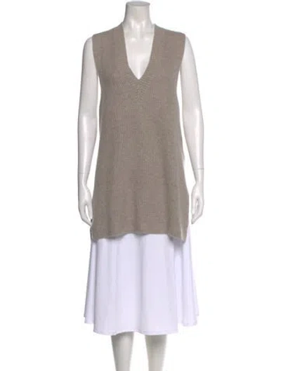 Pre-owned Allude Cashmere V-neck Sweater In Neutral