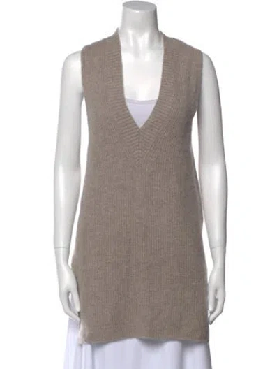 Pre-owned Allude Cashmere V-neck Sweater In Neutral