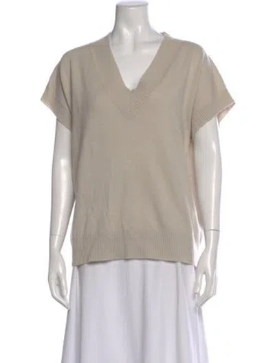 Pre-owned Allude Cashmere V-neck Sweater In Neutral