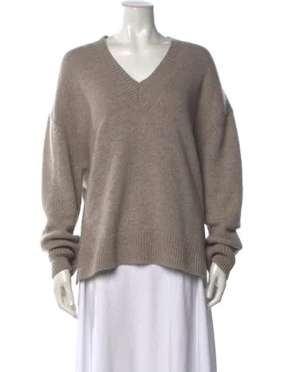 Pre-owned Allude Cashmere V-neck Sweater In Neutral