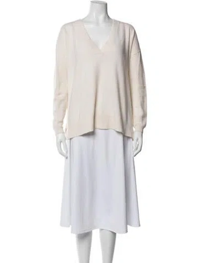 Pre-owned Allude Cashmere V-neck Sweater In Neutrals