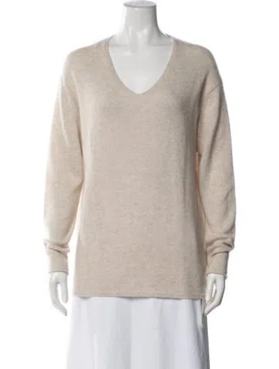 Pre-owned Allude Cashmere V-neck Sweater In Neutrals