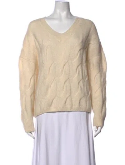 Pre-owned Allude Cashmere V-neck Sweater In Neutrals