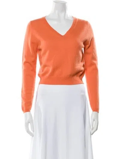 Pre-owned Allude Cashmere V-neck Sweater In Orange