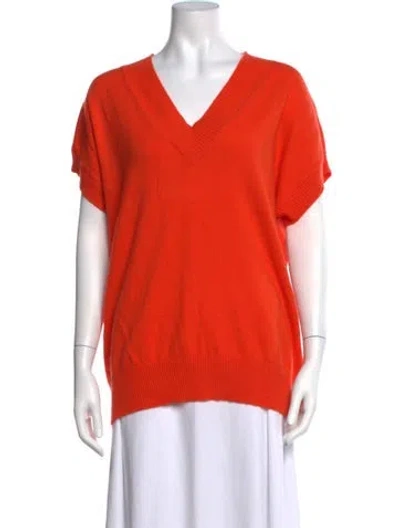 Pre-owned Allude Cashmere V-neck Sweater In Orange